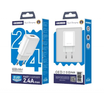 CARREGADOR COMPLETO JELLICO USB-LIGHTNING 2.4A 12W 1xUSB BRANCO